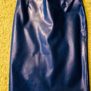 D&G Dolce & Gabbana Blue Leather Skirt